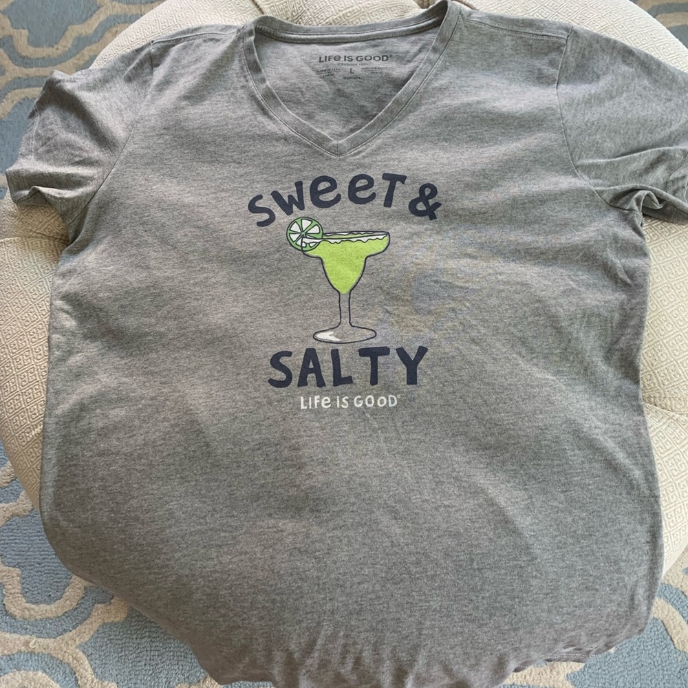 Life Is Good Gray Short Sleeve Tee with Lime Margarita Graphic